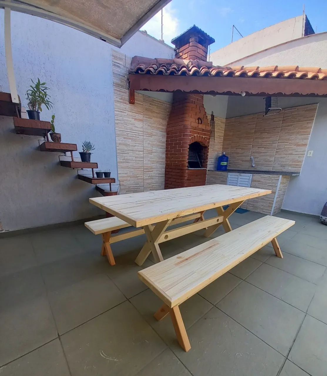 Mesa para Varandas 2 X 80 ( 4 bancos )  - Foto 2