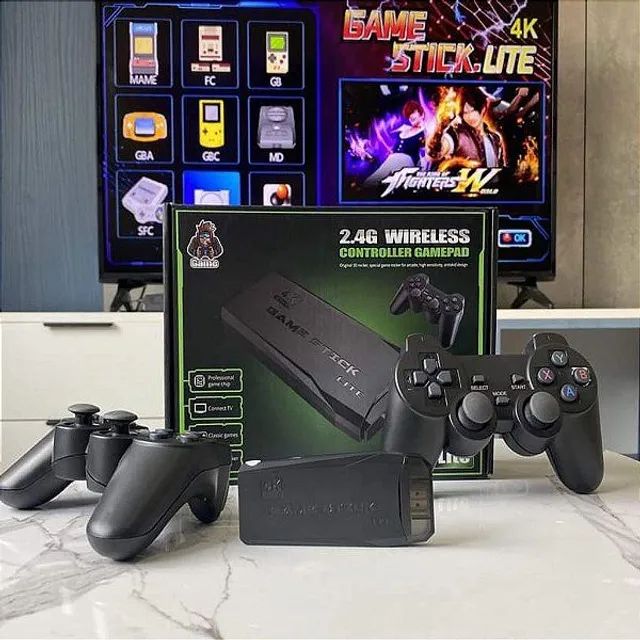 Vídeo Game Stick Box 4k Lite 2 Controles Sem Fio 10 Mil Jogos Novo