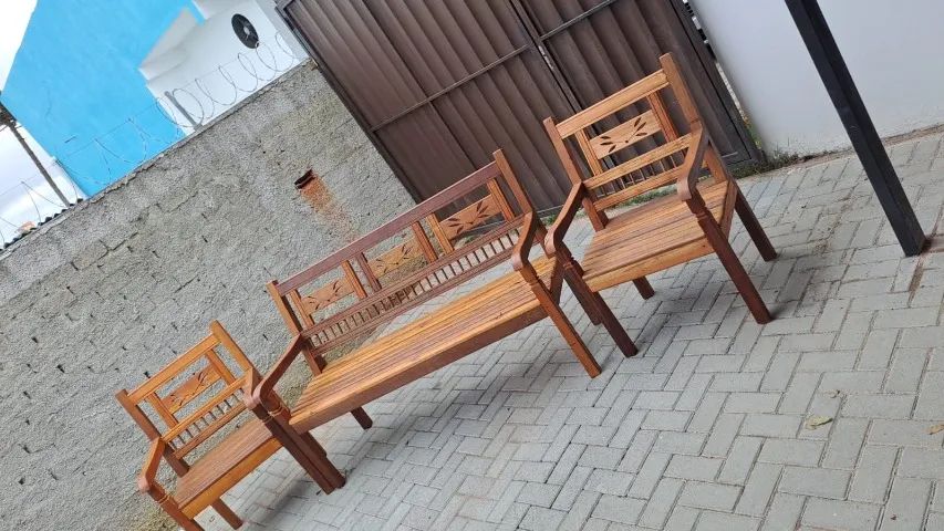 Conjunto de Bancos madeira de lei mista  - Foto 4