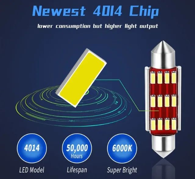 Lâmpada Led Torpedo Interior Carro C5w 39mm Canbus 12v 6500k Branco Leitura  COD-CP627  - Foto 6