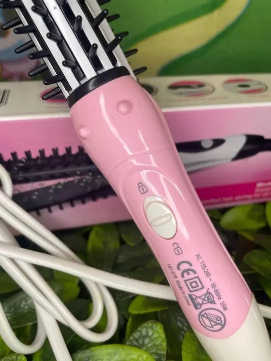 Mini Escova enrola cabelo chapinha alisadora 2 em 1 bivolt portatil