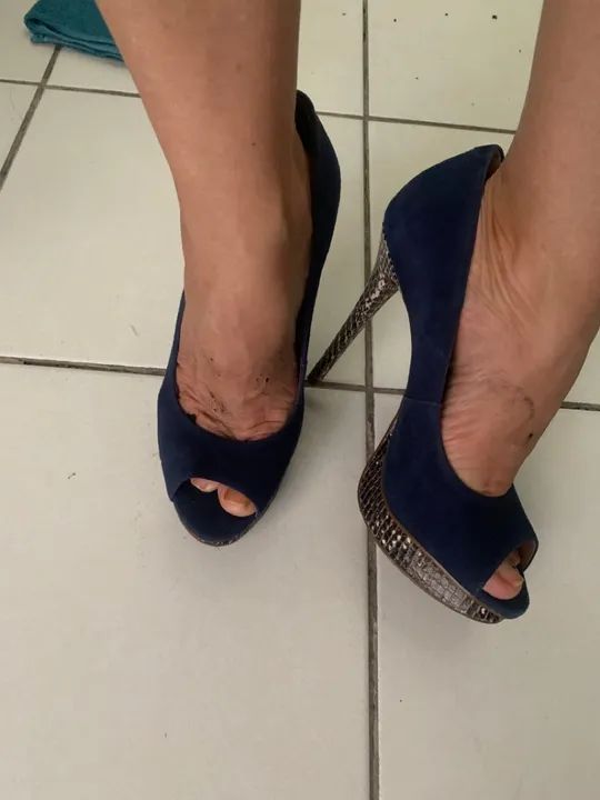 Sapato peep toe azul - Foto 2
