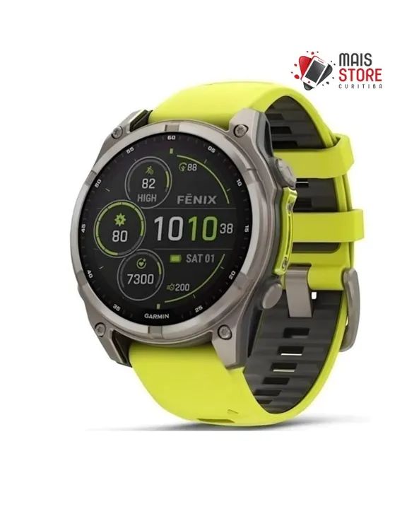 Relógio Garmin Fenix 8 47mm Solar Sapphire - Yellow 01002906-20 (Novo/Lacrado)