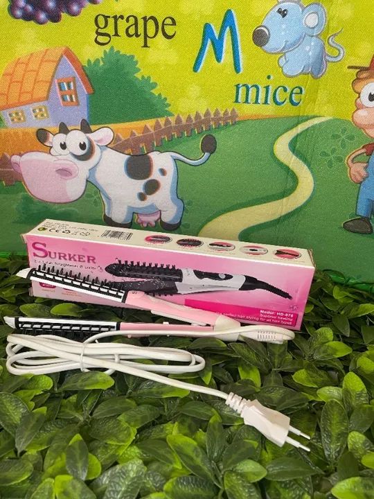 Mini Escova enrola cabelo chapinha alisadora 2 em 1 bivolt portatil - Foto 4