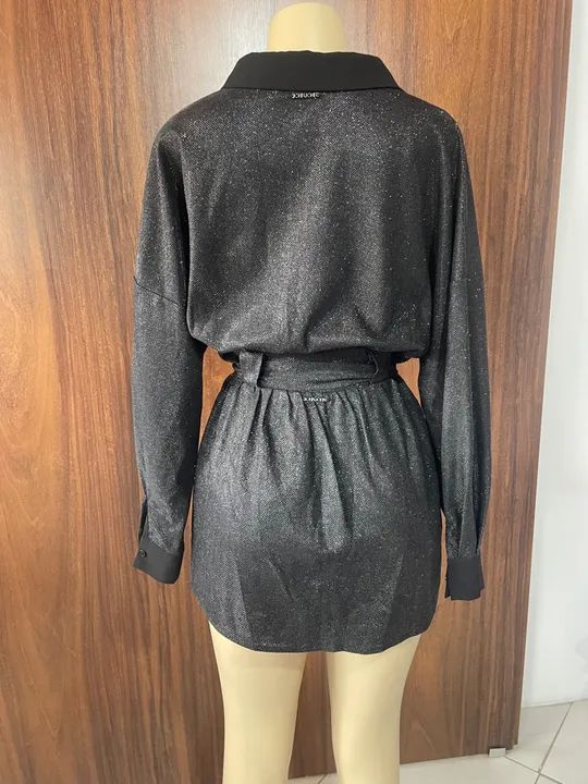 Conjunto John John cropped e shorts saia all black  - Foto 2