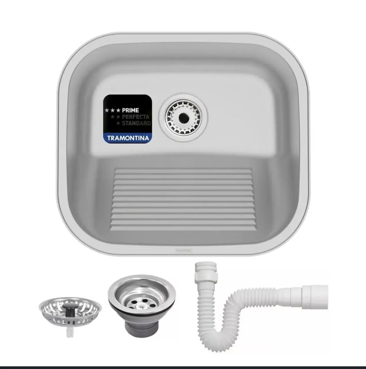 Tanque Tramontina Prime Hera 40x35 Inox fosco acetinado com válvula de embutir e sobrepor - Foto 3