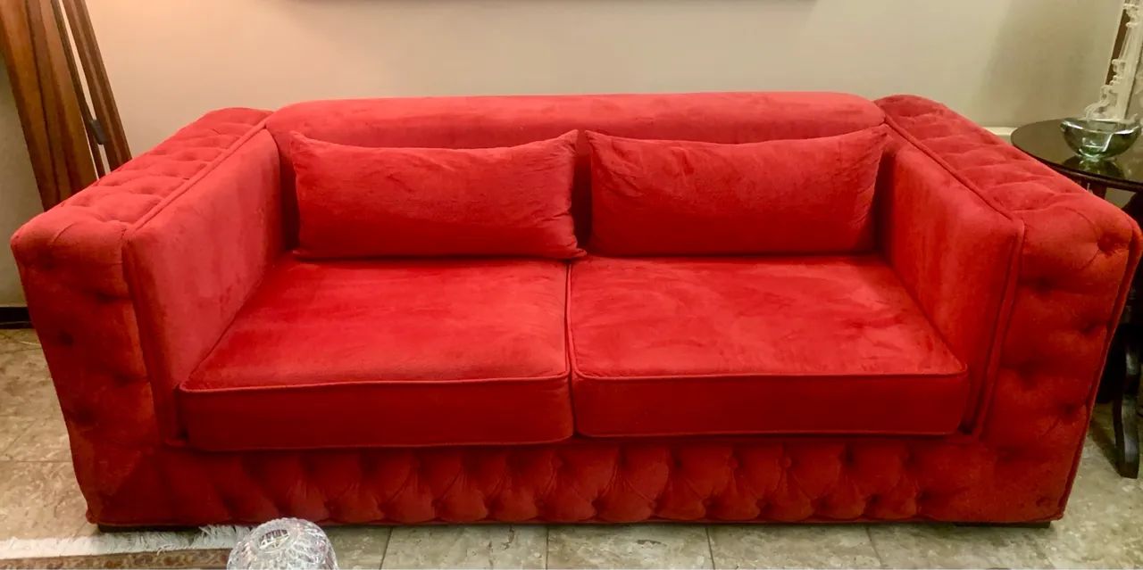 Sofa Chesterfield Classico em Suede Animale 2.10 (1.60 (Assento) X (Braços 0,25)SEMI-NOVO - Foto 3