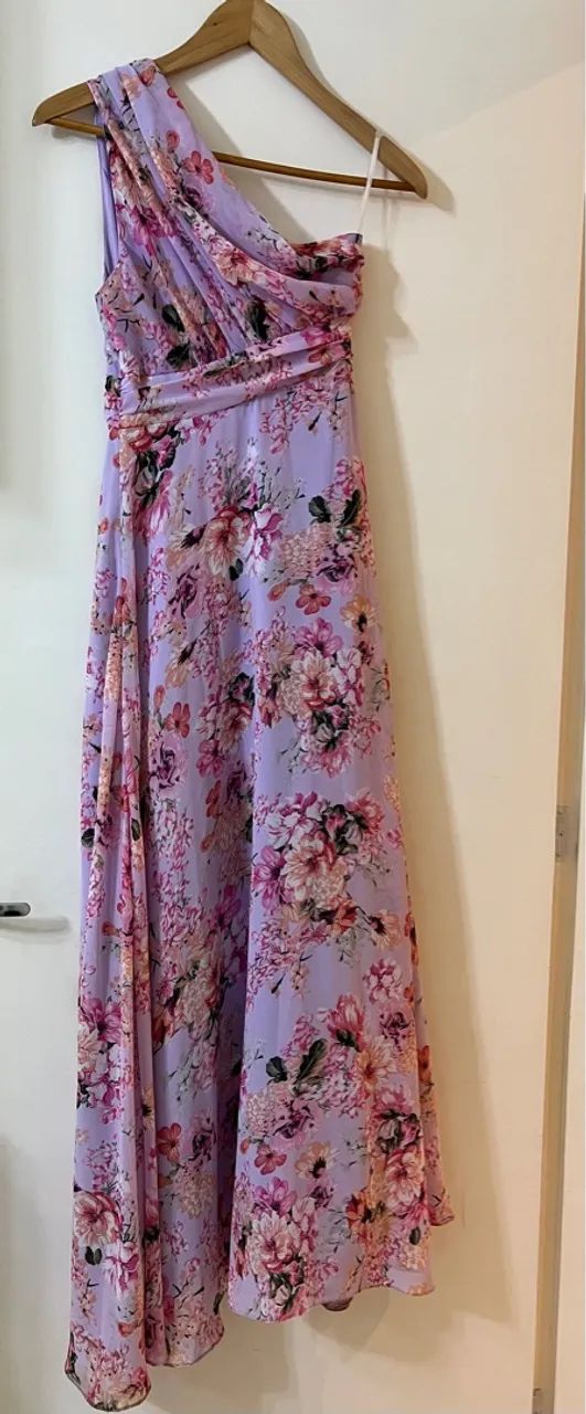 Vestido Longo Lilás Floral