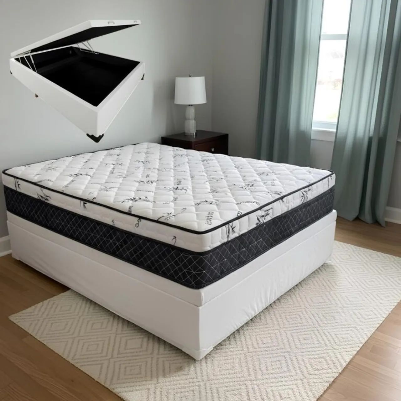 Colchão Casal  Light 30 cm D28 + Base Box Baú tt54