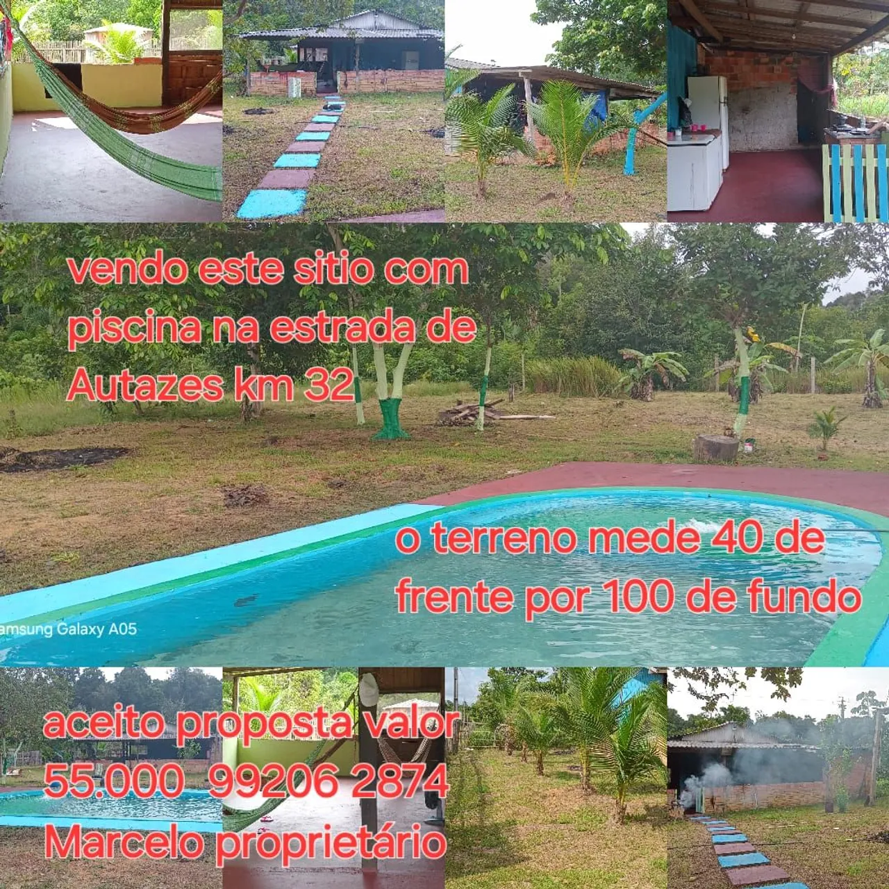 Sítio com piscina localizada na estrada de Autazes km 32
