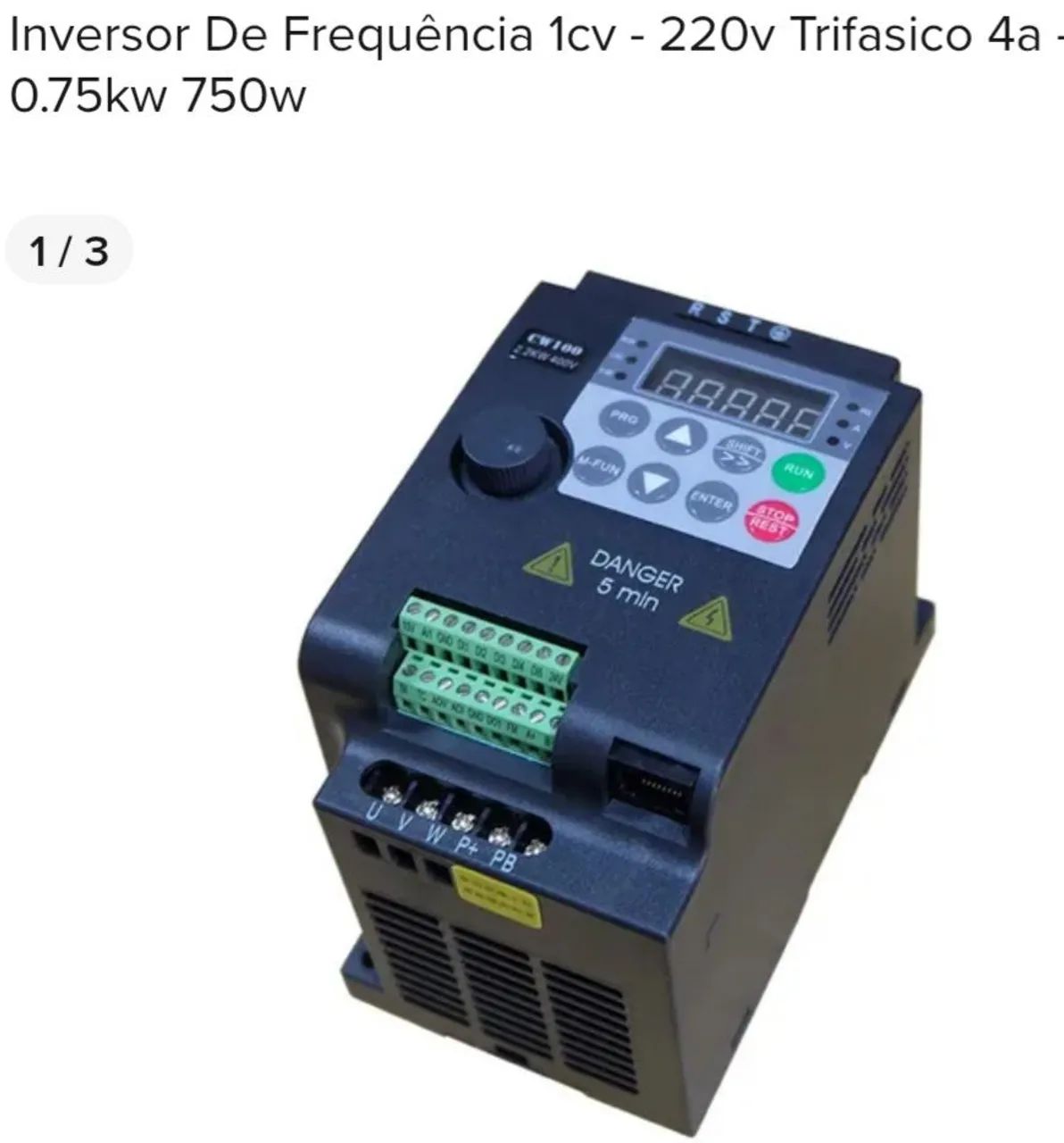 Inversor de Frequência 1cv - 220v Trifásico 4a - 0.75kw 750w - Foto 2