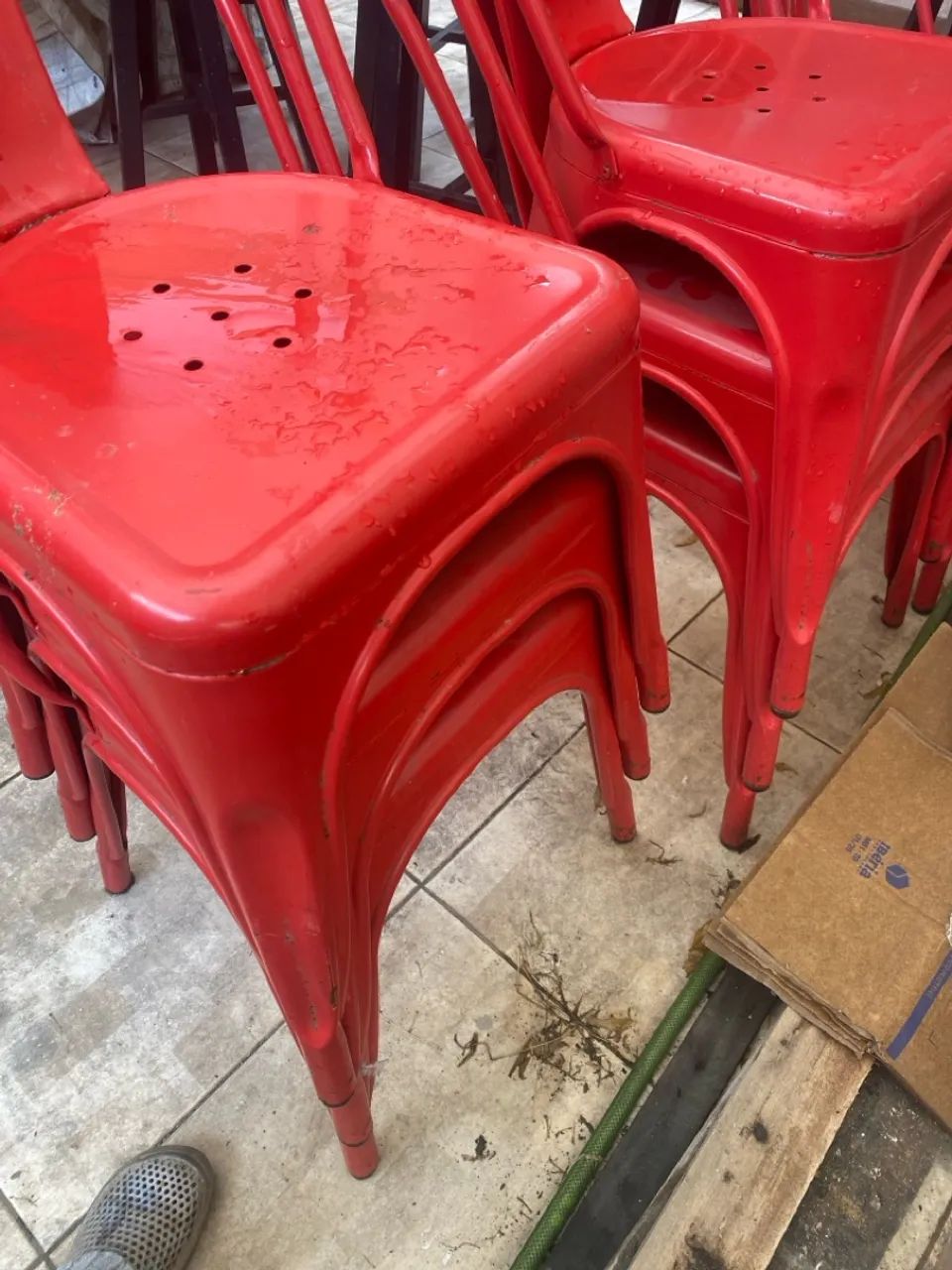 Cadeiras de ferro metal vermelha - Foto 4