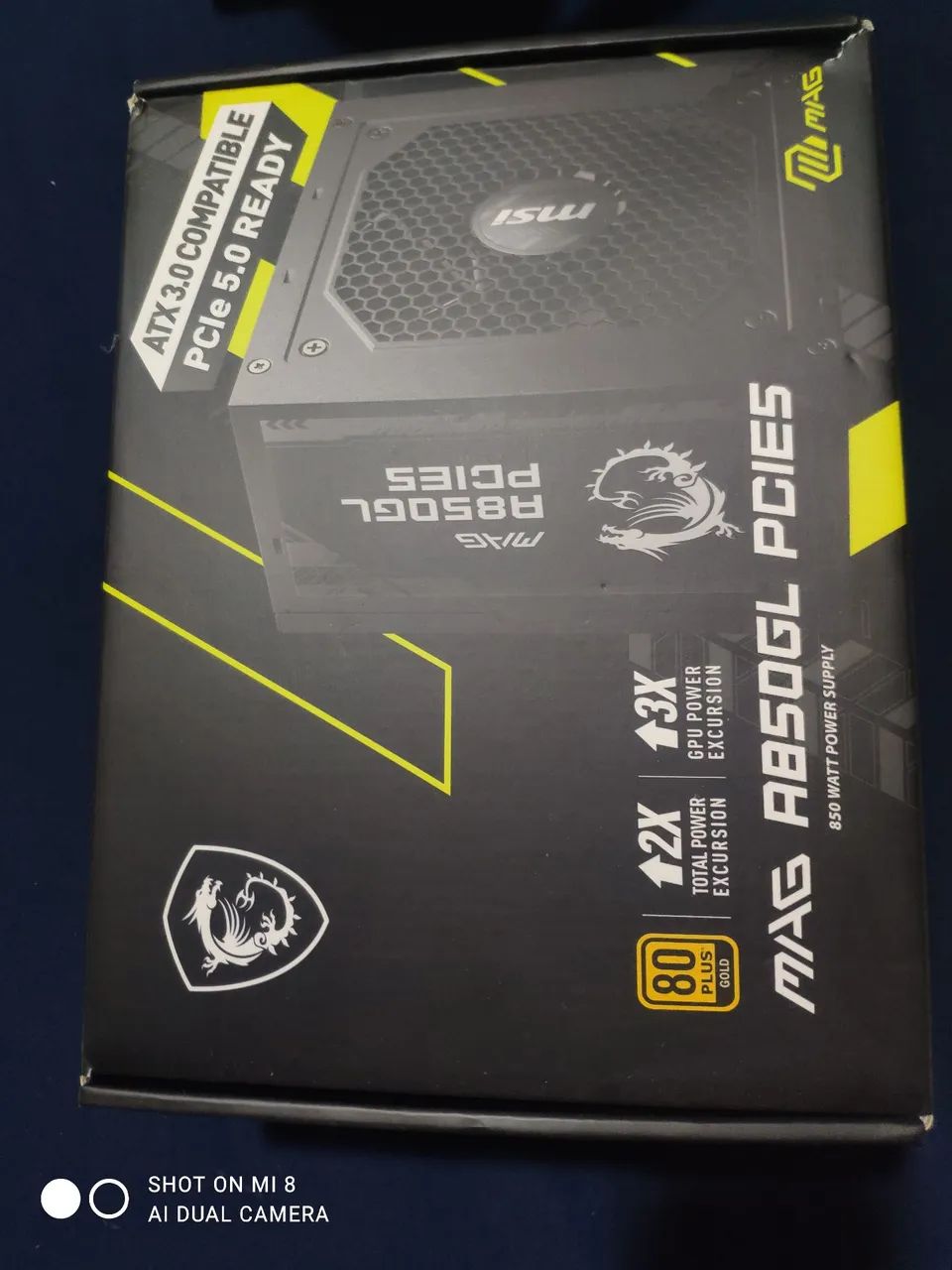 MSI MAG A850GL Power Supply, 850W, 80 Plus Gold, Modular, Active PFC, with Cable, Black64308008449282120