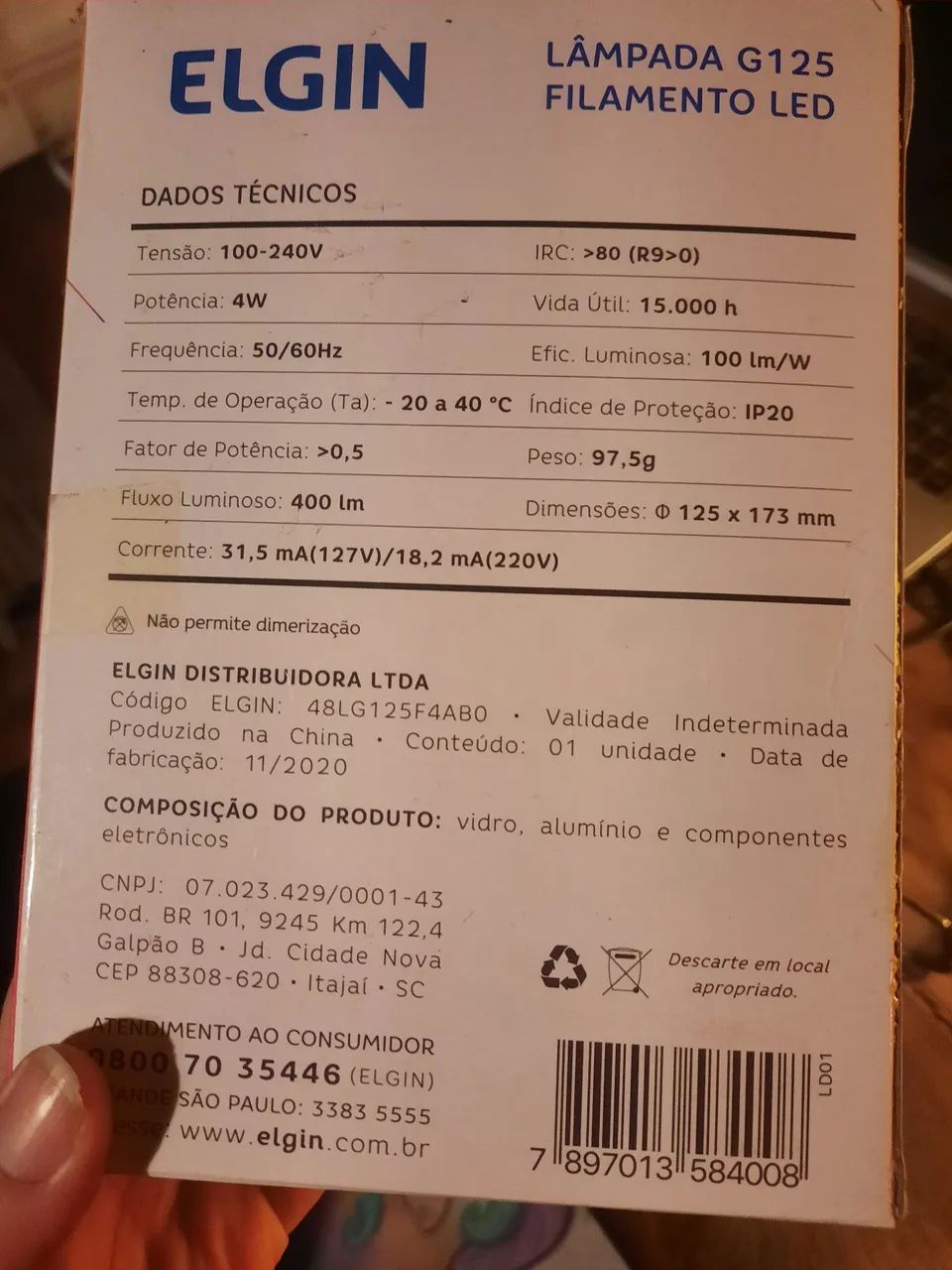 Conjunto com 6 Lâmpadas de filamento G125 Led retrô - Foto 2