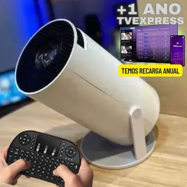 Super Combo Projetor HY300 4k Android 11 260ANSI + Teclado + Plano