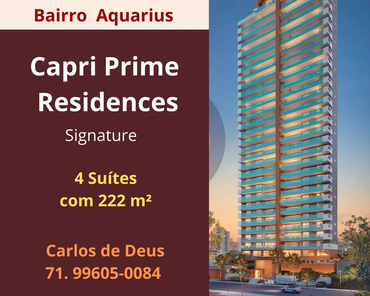 Capri Prime Residences, Excelente 4 suítes Alto Padrão, 222 m², 4 vagas, no Aquarius