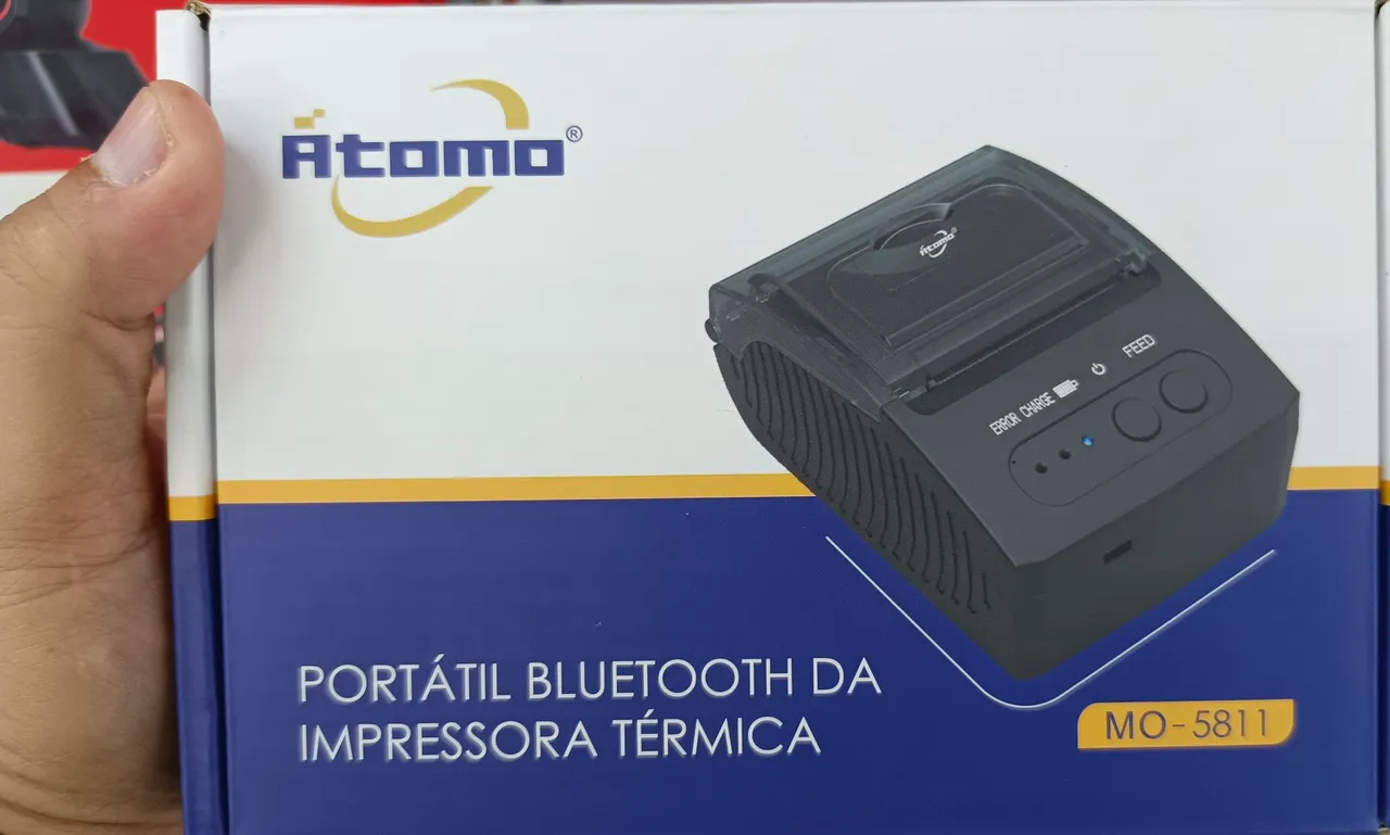 Impressora térmica portátil bluetooth átomo
