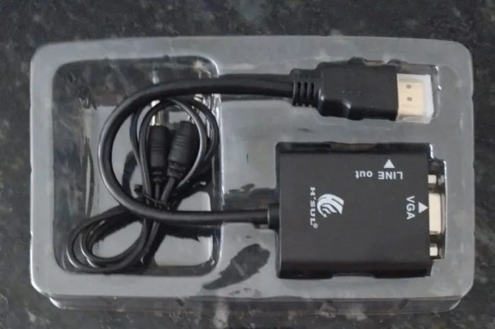 Cabo Conversor Adaptador Hdmi Para VGA Com Saída P2 Áudio - Testado - Foto 4