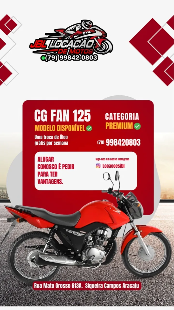 Motos disponíveis para aluguel