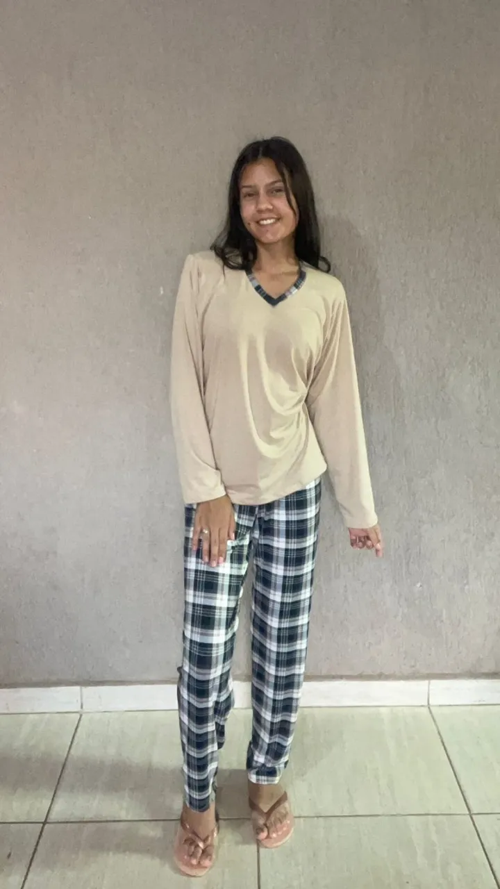 Conjunto pijama Adulto Manga longa no Atacado