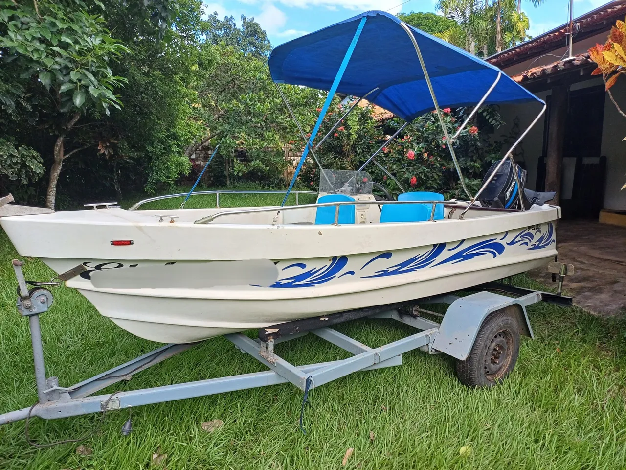 Lancha 4,5m com motor e carretinha(barco/quadriciclo)