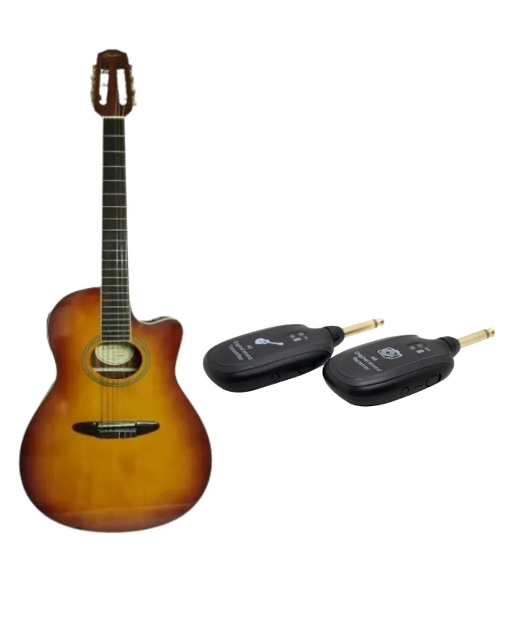 KIT VIOLÃO CONDOR TIPO FLAT Cs85 AVS AÇO ELETROACUSTICO+RECEPTOR E TRANSMISSOR S/FIO SM-24