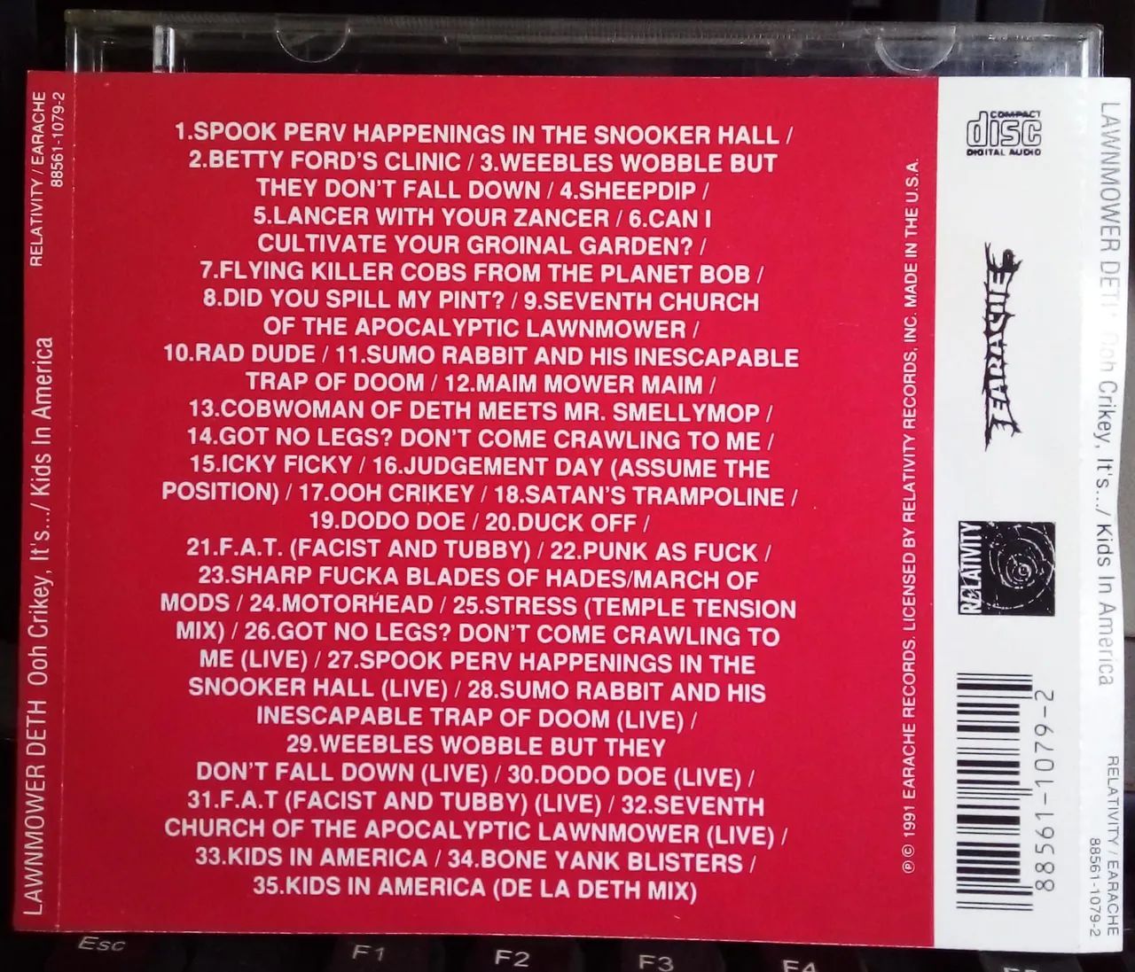 CD Lawnmower Deth - Ooh Crikey It's... / Kids in America 1991 Relativity Records - Foto 3