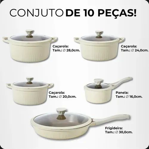 Jogo panelas Ceramica 20 peças (creme) - Foto 4