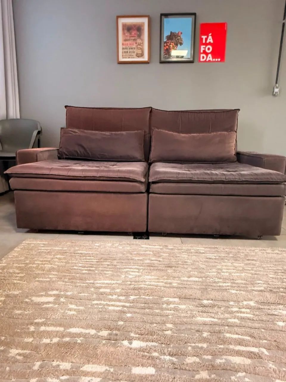 Sofá Retrátil e Reclinável 2 Lugares - Suede Marrom - Foto 3