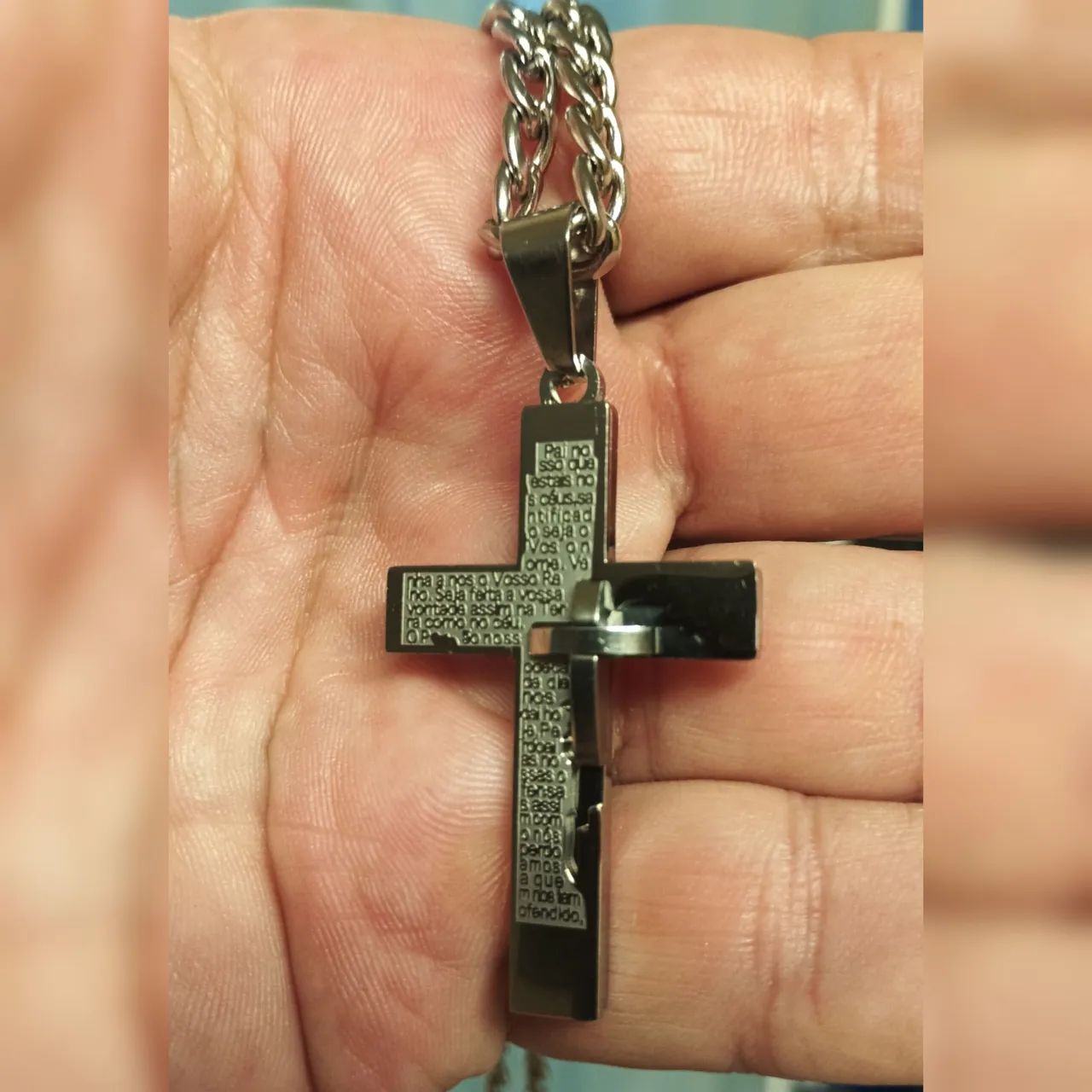 Colar Masculina Crucifixo Pai Nosso  - Foto 3