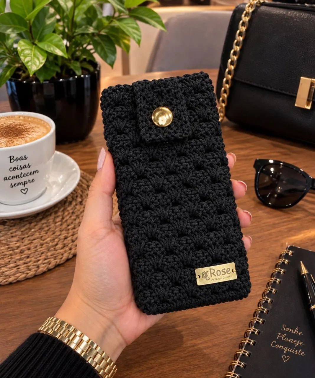 Porta Celular Case Crochê  - Foto 4