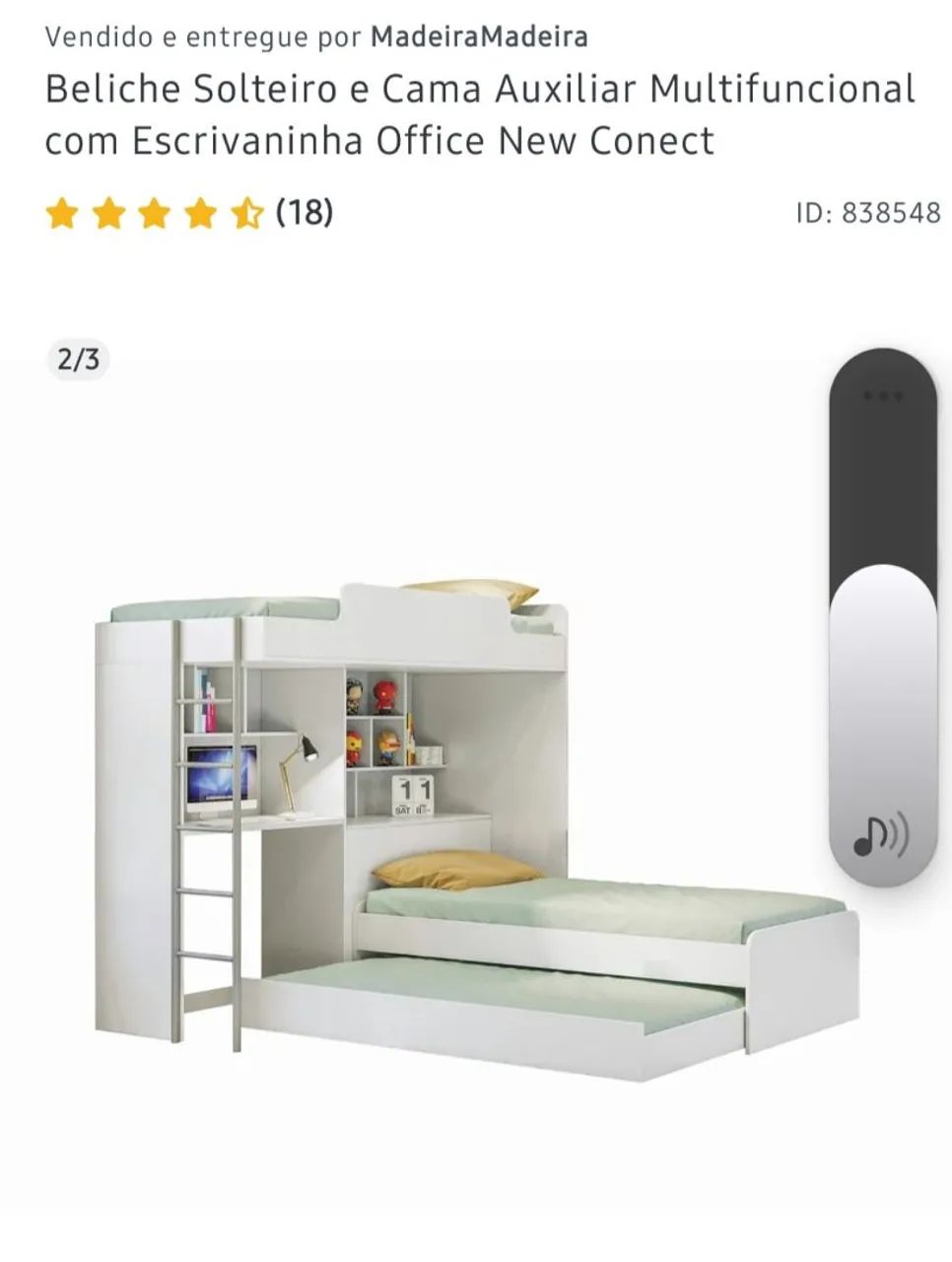Bi cama com auxiliar e escritório 