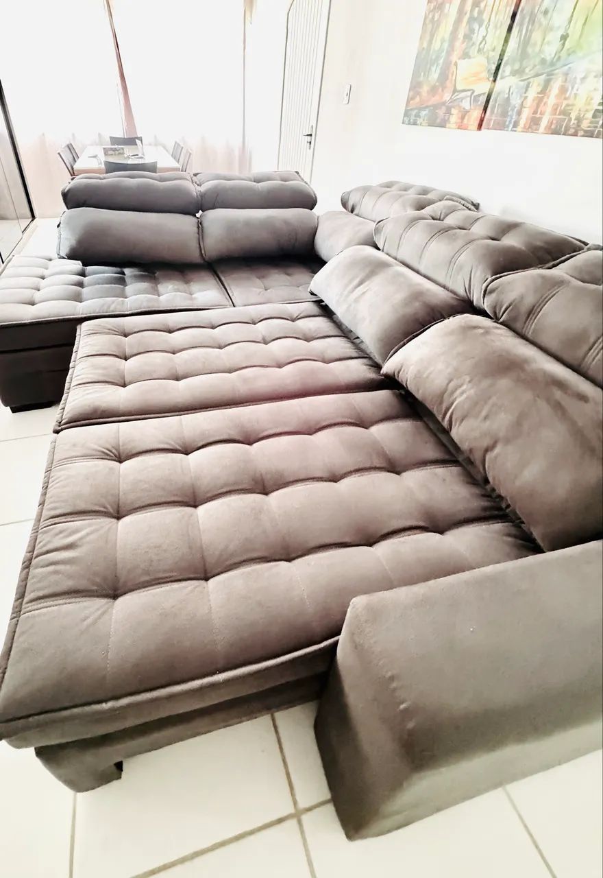 Sofá de Canto Esquerdo 2,65x2,30m Retrátil e Reclinável com Molas Ensacadas - Foto 4