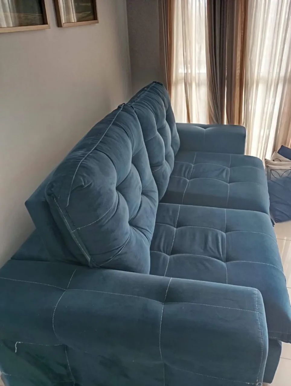 Sofá retrátil suede azul-marinho R$1.150,00 - Foto 4