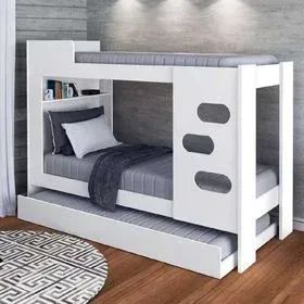 Beliche com Cama Auxiliar 100% MDF Escada - (Entregamos)!!