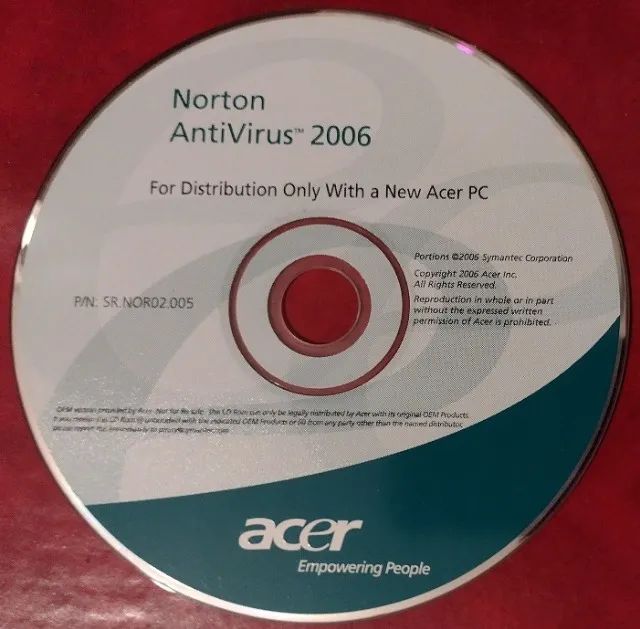 CD original Norton Antivirus 2006 para Notebook Acer (Installer Software)