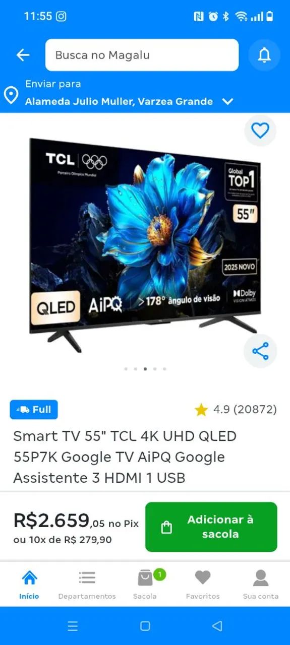 Vendo TV smart 55 Pol. TCL