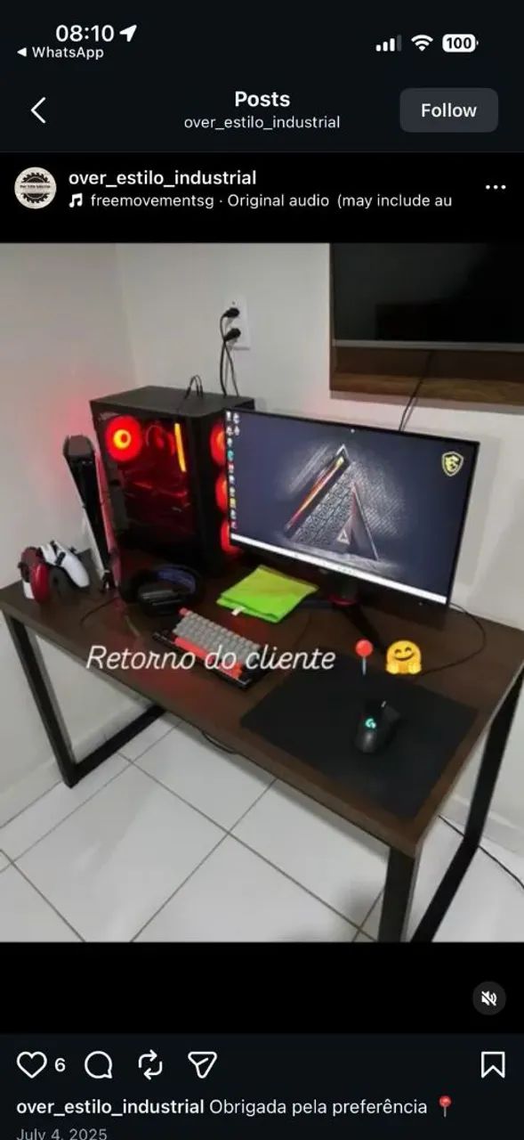 Mesa estilo industrial Gamer  - Foto 3
