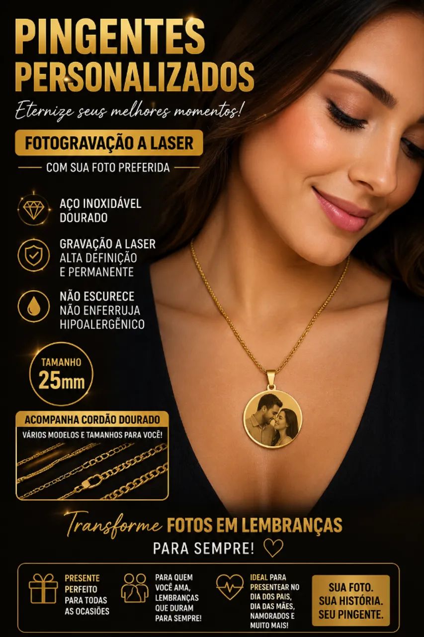 Pingente aço inoxidável com fotogravação a laser  - Foto 4