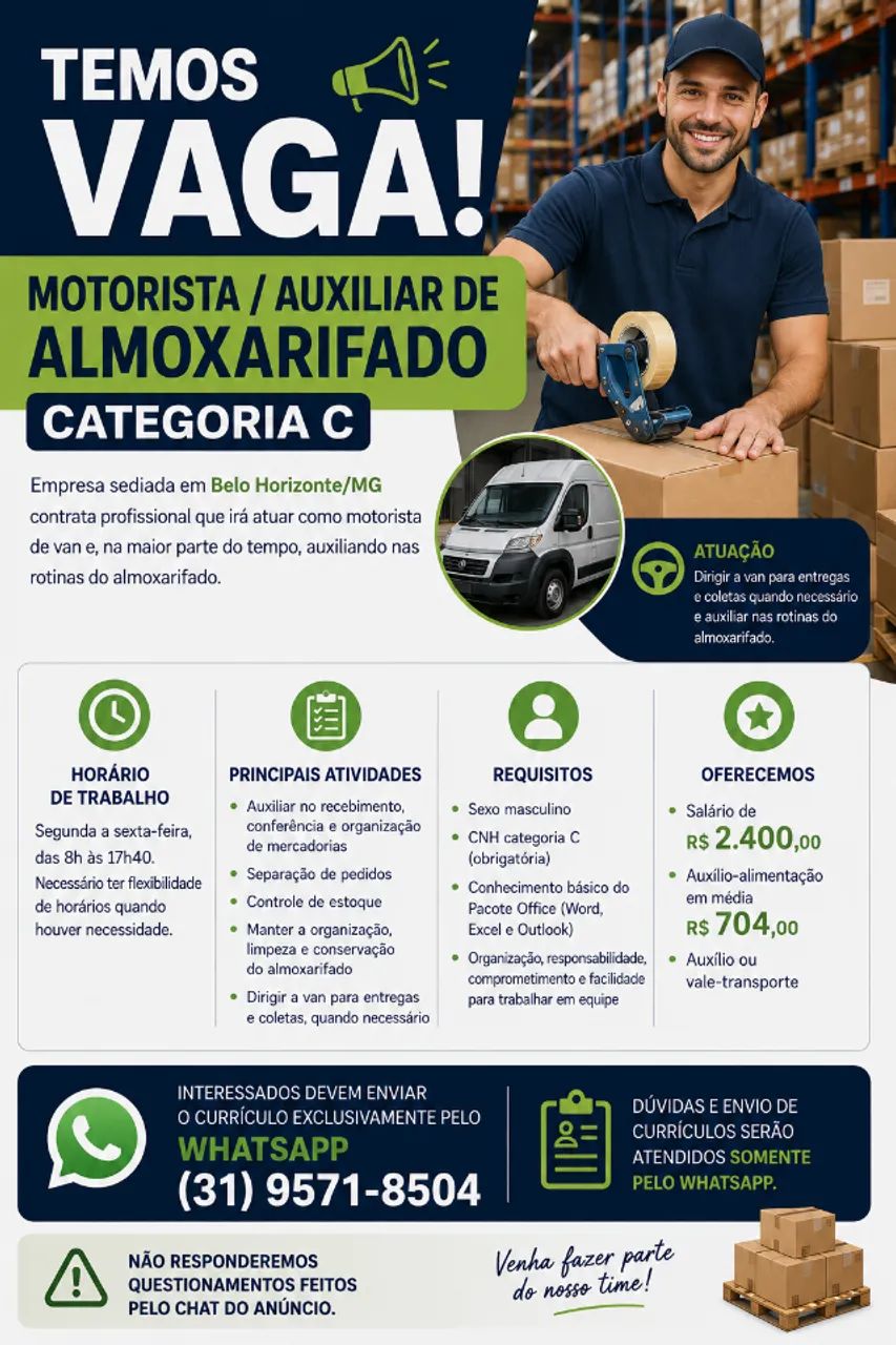Motorista de Van/Aux. de Almoxarifado