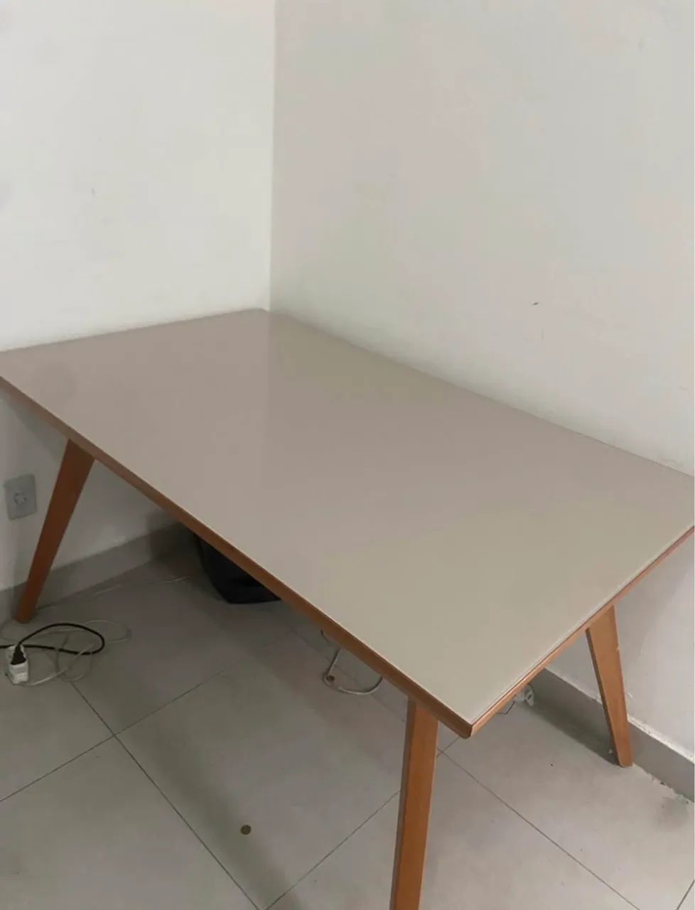 Mesa Madeira Maciça e Vidro Temperado - Foto 2