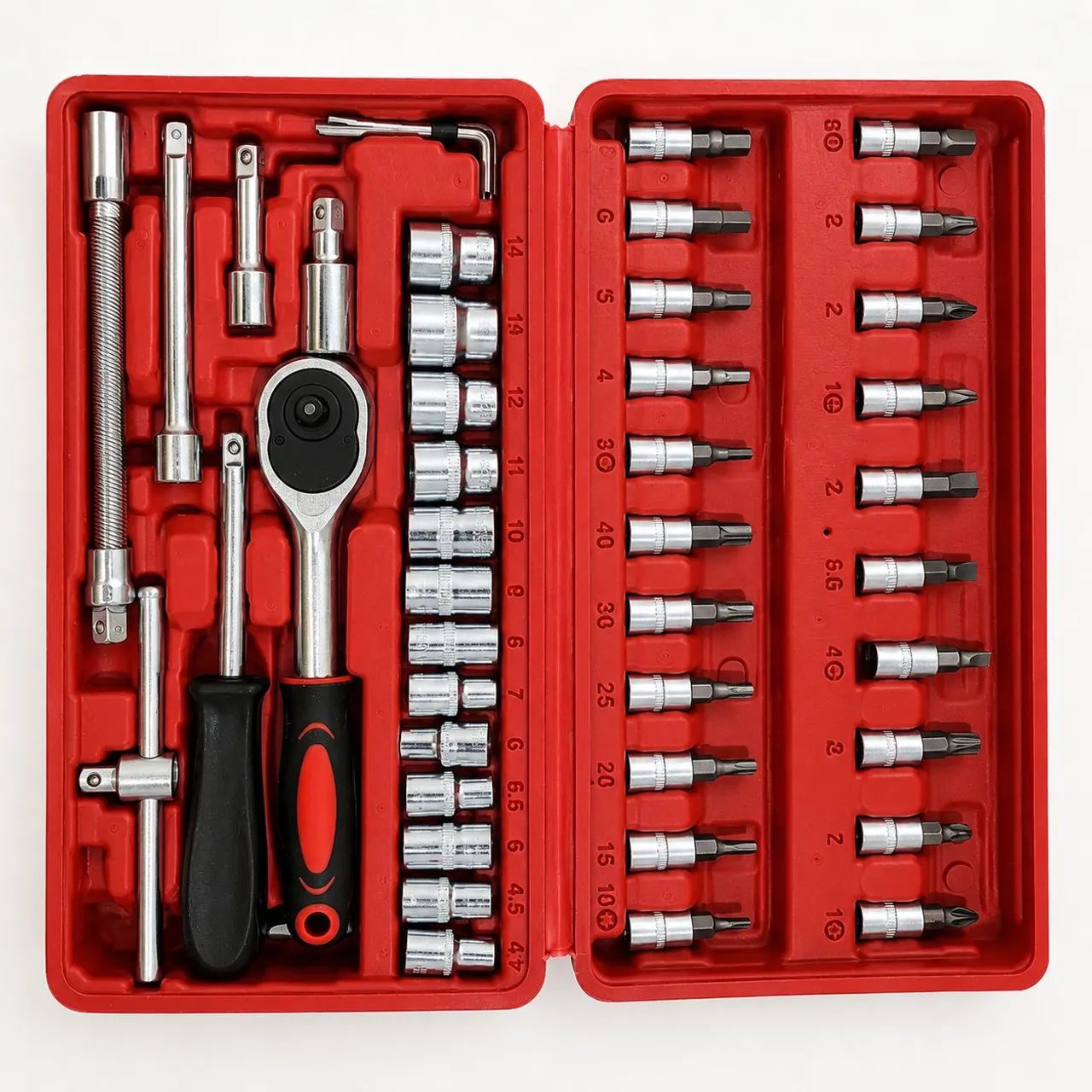 Kit Jogo de Soquetes + Chaves e Bits | 46 Peças | Frete Incluso