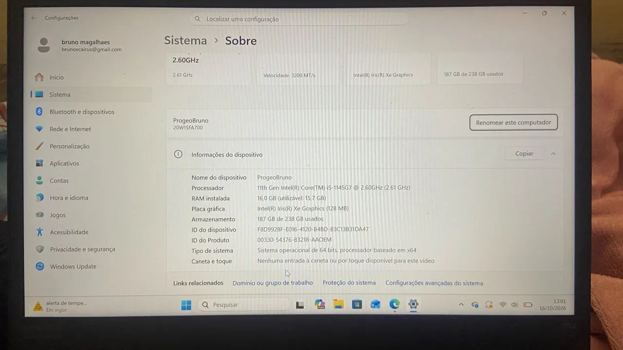 NOTEBOOK i5 11ª geração 