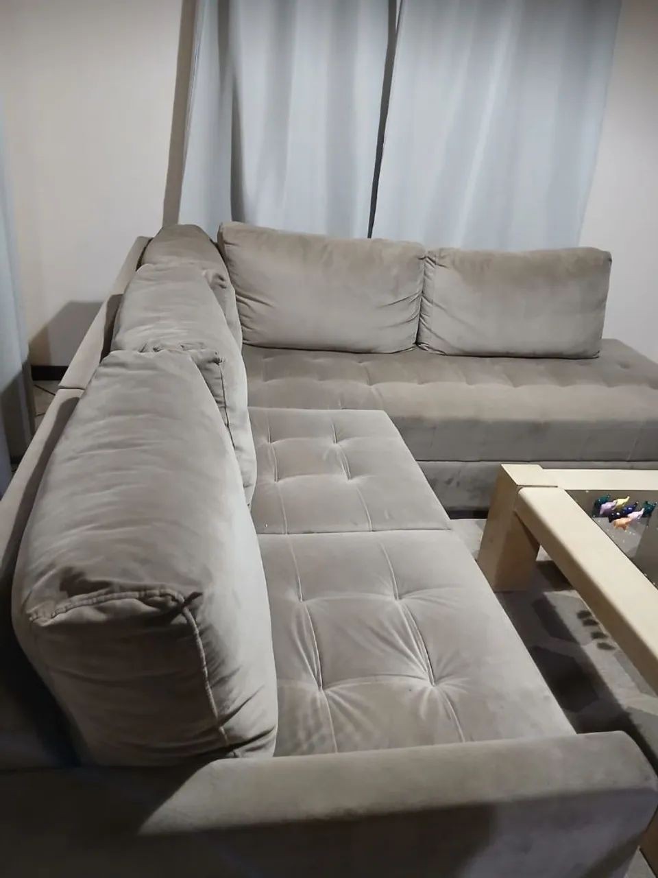 Sofá de Canto em L tipo Suede - Foto 4