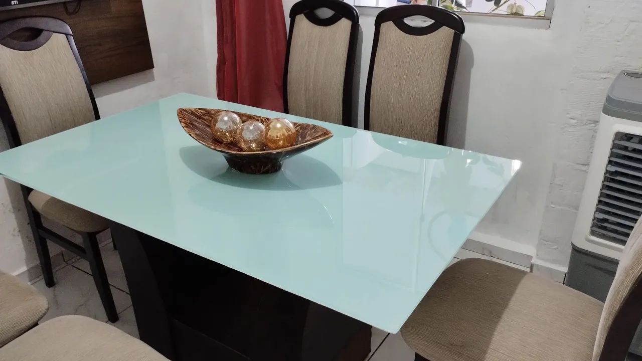 Mesa 6 Cadeiras Com Tampo de Vidro Grosso  - Foto 2