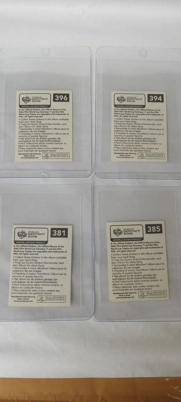 Lote de 4 figurinhas Copa 2006 Ronaldo Adriano Cafu Roberto Carlos Panini  - Foto 3