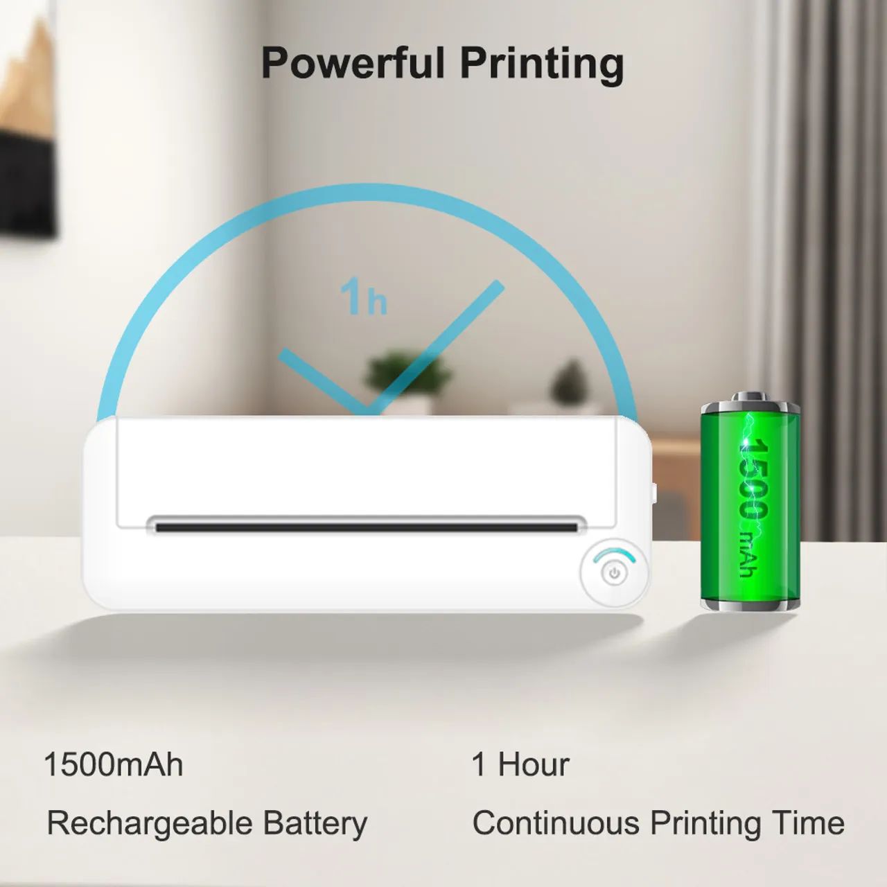 Impressora térmica A4, portátil, sem fio, Bluetooth, compatível com iOS e Android