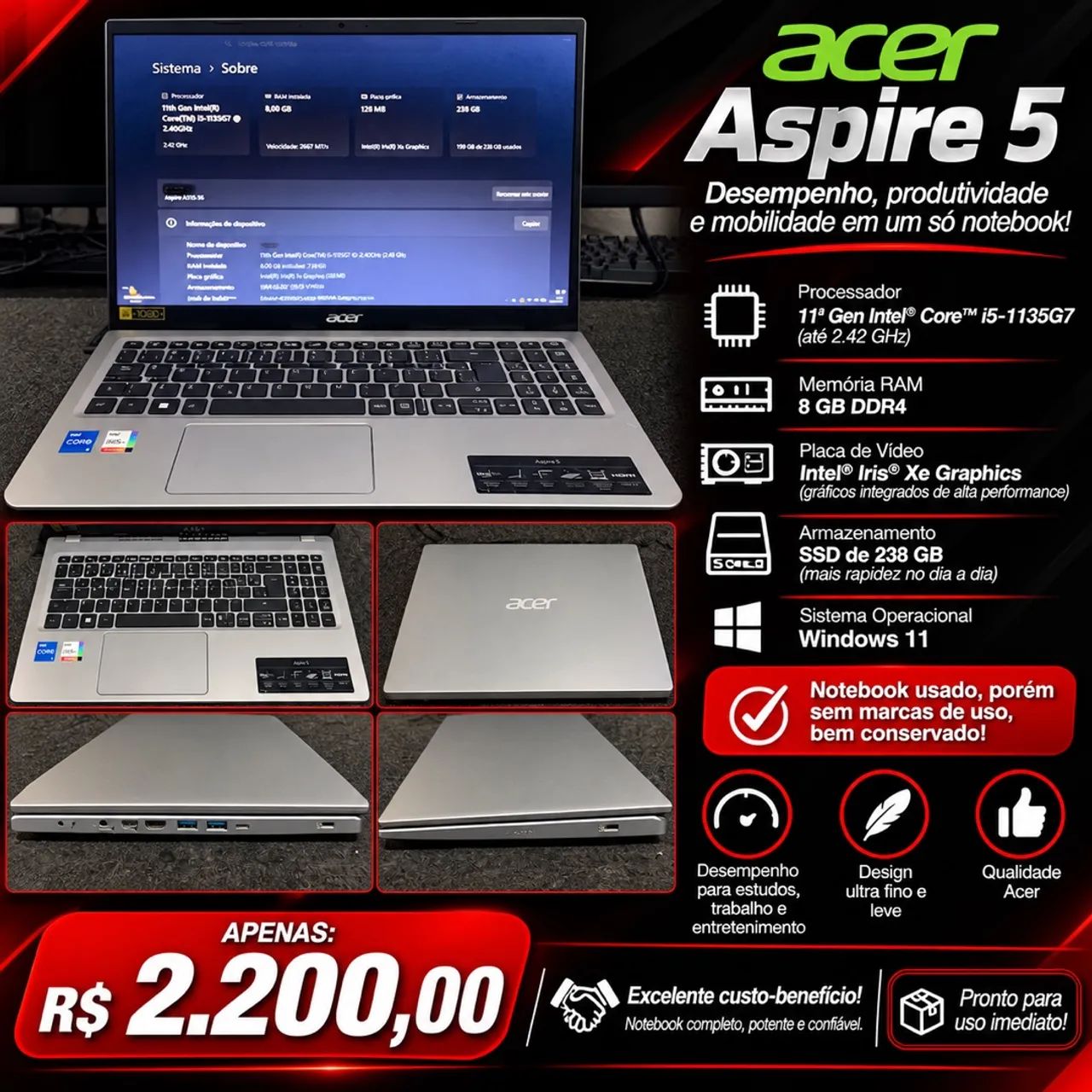 Notebook Acer aspire 5 i5