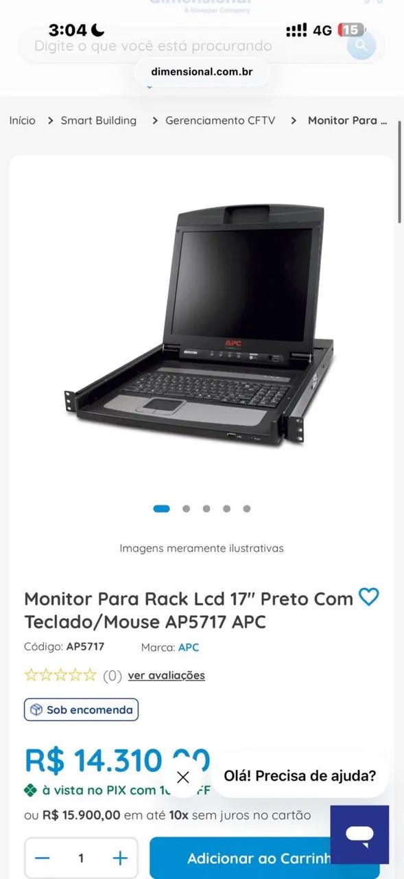 Monitor para rack APC  com Teclado/mouse