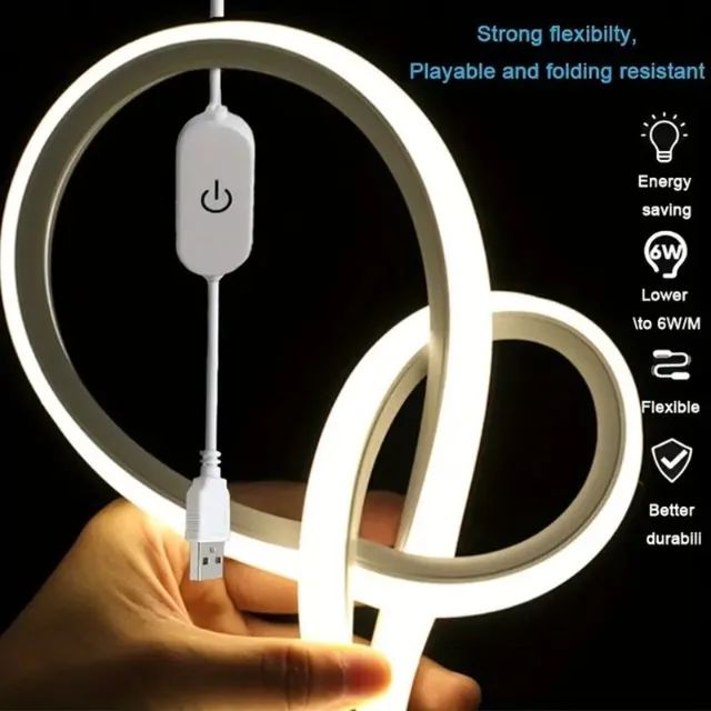 Fita de Led NEON - 2 metros - A prova d'água - Branco frio - USB - Controle Touch - NOVO - Foto 2